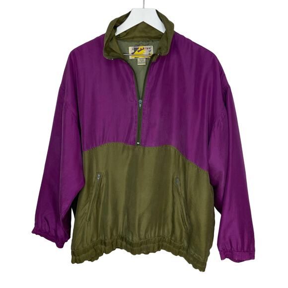 Y2K Washable Silk Color Block Pullover Windbreaker - Men's Size M - Picture 1 of 5